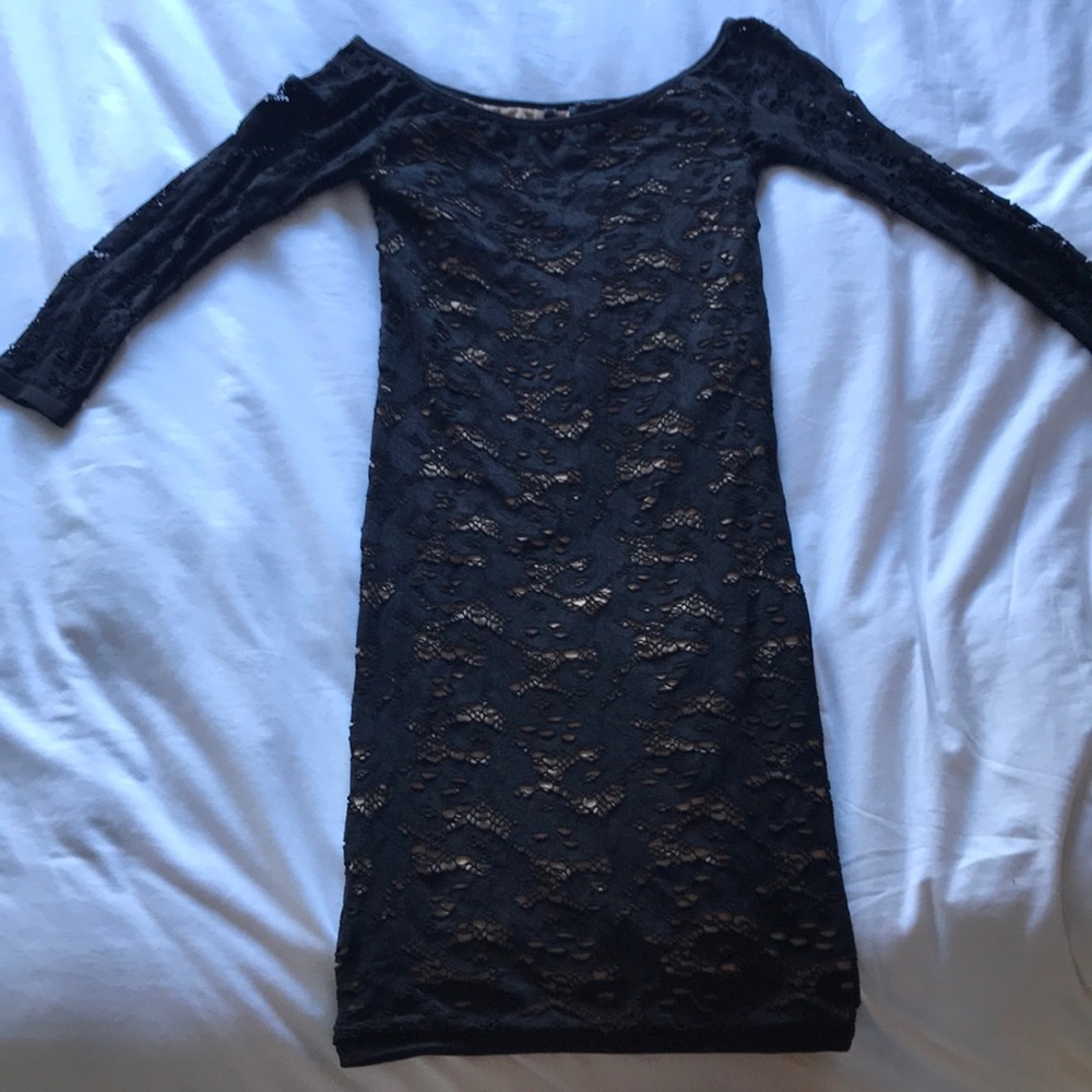 GUESS black off the shoulder lace dress